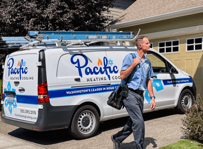 AC technician visiting new customer.