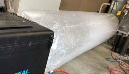 Aeroseal duct sealing machine sealing a home's ducts from the inside in Tacoma