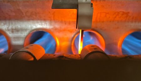 Normal blue furnace burner flame during ignition, Tacoma WA