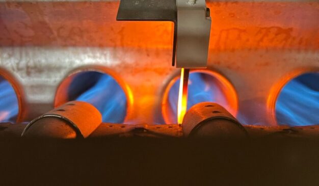 Normal blue furnace burner flame during ignition, Tacoma WA